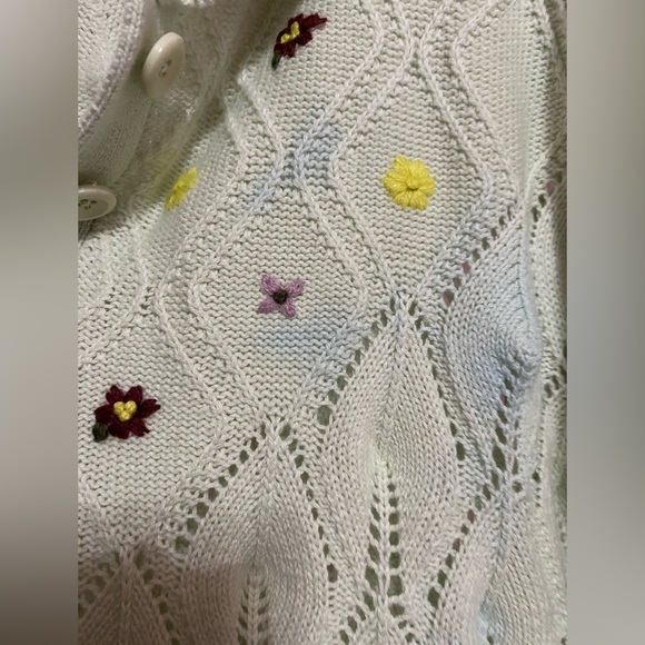 Sandy Liang x Target light green sweater with flower embroidery peter pan collar - Picture 6 of 7